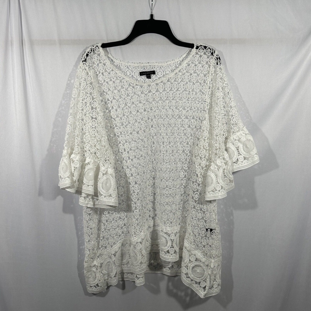 NEW Lane Bryant [ 18/20 ]‎ Half Sleeve Crochet Lace Blouse in White